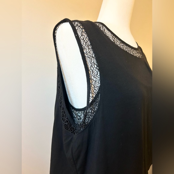 Heartloom Black 2 Piece Jersey Sleeveless Dress with Lace, Bamboo - size Large - Picture 3 of 10